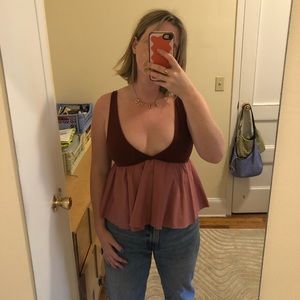 Pink & red peplum top